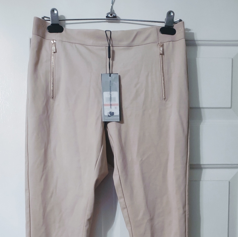 Women's Karl Lagerfeld Paris Tan Zip Detail Pull On Pants